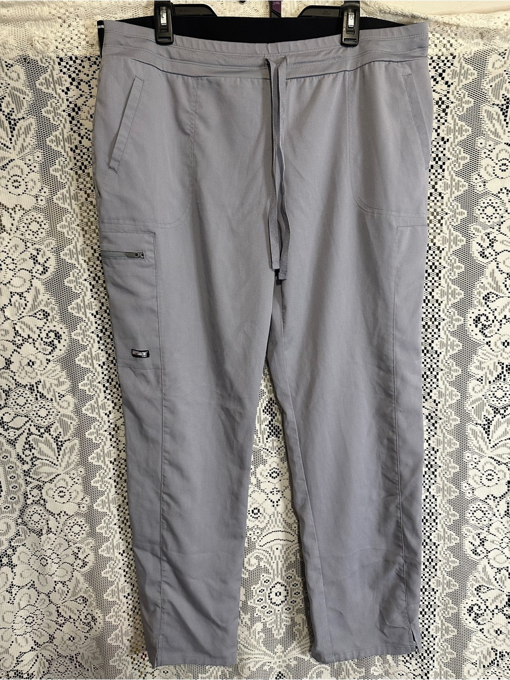 Grey's Anatomy Light Gray Cargo Drawstring Scrub Pants